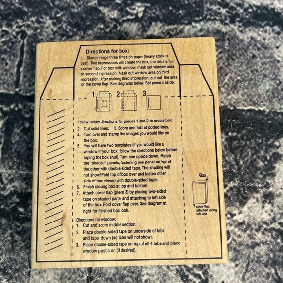 Art Gone Wild V1-1223 Large Box Template Rubber on Wood 2001 Ink Stamp 5"x4" - Picture 1 of 7